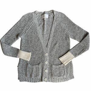 Brochu Walker Chunky Knit Button Front Cardigan Gray/Ivory Quiet Luxury - Medium